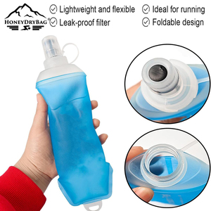 <strong>Supplier</strong> Wholesale Low Price 150ml 250ml 500ml Marathon Running Water Bottle BPA-free Tpu Running Foldable Kettle Soft <strong>Flask</strong> - Product Image 4