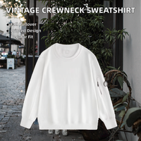 Sweatshirts éponge français vintage Mode de rue décontractée avec des étiquettes de col rond et de manches imprimées Stone Wash