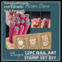 15 pcs/Set Manucure Design Tool Accessoires DIY Nail Art Stamp Pen Set avec des motifs assortis en Silicone