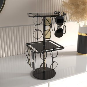 360 dönen akrilik güneş gözlüğü ve gözlük için vitrin rafı-çift katmanlı temizle masa organizatör gözlük - Product Image 5