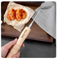Fourchette et brochettes de barbecue en acier inoxydable ESTICK avec longueur réglable et manche en bois - Portable pour le camping en plein air et les grillades en arrière-cour