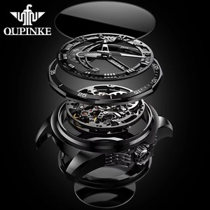 For Black <b>Skeleton</b> Men's Wristwatch Luxury Waterproof High Quality Stainless Steel <b>Automatic</b> Mechanical 20mm Hangzhou - Product Image 3