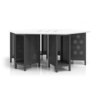 Combinaison de bureau d'ordinateur de laboratoire en bois hexagonal avec support CPU
