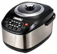 Cuisinière à riz multifonction GB-MC988 5L 860W avec contrôle numérique du minuterie, chauffage par le bas, revêtement antiadhésif, cuve intérieure en acier inoxydable, boîtier en acier inoxydable