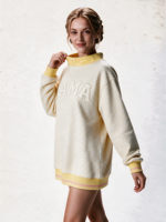 Sweat-shirt léger pour femme à pois, col montant, longueur allongée, avec logo brodé personnalisé