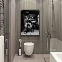 Tableau sur toile moderne, affiche murale noir et blanc, femme et homme sexy aux toilettes