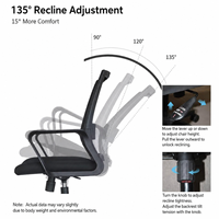 Chaise de conférence au design moderne à hauteur réglable avec dossier et accoudoirs en maille pour utilisation au bureau ou sur ordinateur