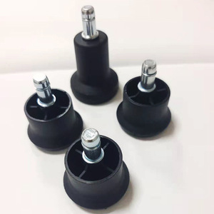 Black Furniture Casters With Spring Clips For Chairs And <b>Sofas</b> 50kg Load Capacity PP <b>Material</b> Fixed Swivel Base - Product Image 1