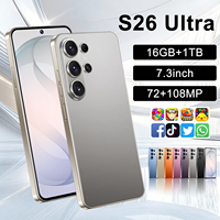 Smartphone Global Desain Baru S26 Ultra 5G 16GB+1TB Deca Core CDMA LTE Kamera Terbuka Android dengan Face ID Dual SIM