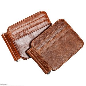 पुरुषों के बटुए थोक रैड एंटी-चोरी ब्रश डबल फोल्ड फैशन सरल मल्टी-कार्ड पागल घोड़ा असली चमड़े का बैग - Product Image 6