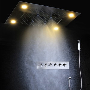 Moderne Bain LED Plafond Douche Robinets De Luxe Chute D'eau Brumeux Douche Tête 600*800MM Mitigeur thermostatique Inverseur - Product Image 5