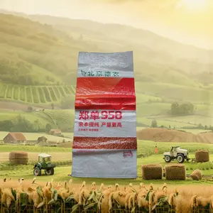 Sacs de blé en grain PP tissés à usage intensif de taille personnalisée, matériau Bopp recyclable avec gousset pour usage agricole industriel