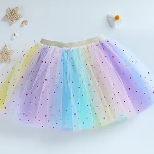 Girls Soft Tulle Tutu Children Rainbow Dress for kids party Combine Tutu Skirt