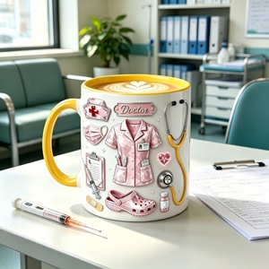 Tasses en céramique de luxe multicolores avec isolation thermique, tasses créatives <span class=keywords><strong>pour</strong></span> le café et l'eau <span class=keywords><strong>pour</strong></span> la Journée des infirmières - Product Image 4