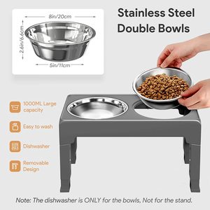 Yükseltilmiş köpek maması kaseleri ayarlanabilir paslanmaz çelik Pet gıda ve su büyük orta köpekler için kaymaz köpek besleyici çanaklar - Product Image 6