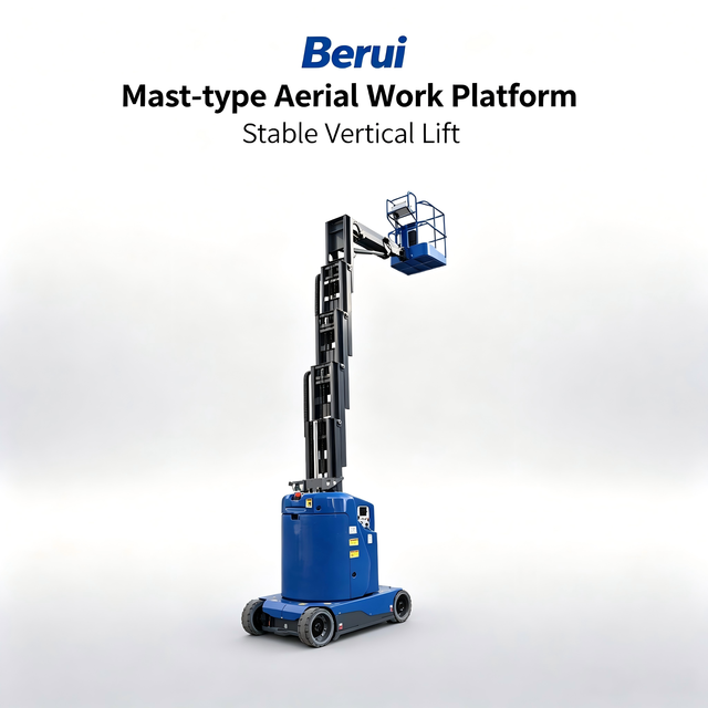 Berui AMWP13 7100 Forklift Pattern Vertical Mast Aerial Lifter Electric Steel Built With Jib