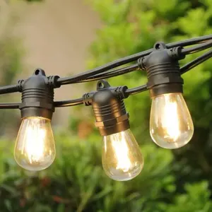 E27 Ip65 Waterdicht Solar Patio Vakantie Tuin Bruiloft Decor Outdoor Uk S14 Edison Bulb 10M 48ft Led Cafe Festoons String Light