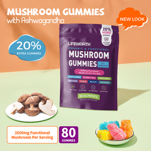 Gomitas Lifeworth, Suplemento para Adultos, Ashwagandha, Melena de León, Shitake, Cola de Pavo, Hongos <span class=keywords><strong>Chaga</strong></span>, Mejora la Inmunidad, 60/90/120 Piezas - Product Image 2