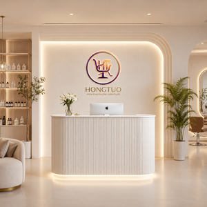 2025 New Best Selling Custom Reception <b>Desk</b> Beauty Salon Counter <b>Small</b> Reception Table Nail Salon Circular Reception <b>Desk</b> - Product Image 1