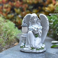 Statue d'ange priant en résine, modèle BY25104, best-seller transfrontalier, avec lumière solaire pour jardin extérieur