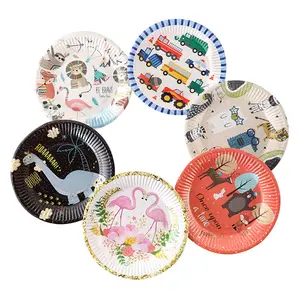 7 Inch Cartoon Disposable Colorful Paper Plate Children's Birthday Party Wedding Supplies Decoration