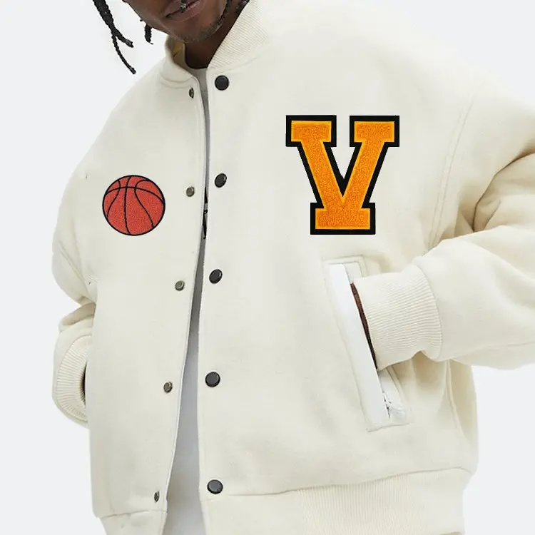 Oem 제조자 고품질 셔닐 실 자수 남자 대학 가죽 소매 주문 야구 폭격기 Letterman Varsity 재킷