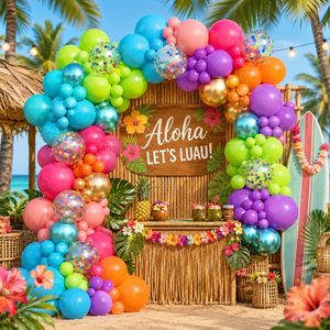 <span class=keywords><strong>Kit</strong></span> d'arche de guirlande de ballons Aloha Luau tropical avec ballon en aluminium <span class=keywords><strong>flamant</strong></span> <span class=keywords><strong>rose</strong></span> pour la décoration de fond de fête d'<span class=keywords><strong>anniversaire</strong></span> sur la plage ou à la piscine hawaïenne - Product Image 2