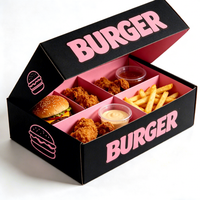 Papier ondulé résistant à la graisse, emballage alimentaire pour hamburgers et frites à emporter, contenants personnalisés pour restaurants