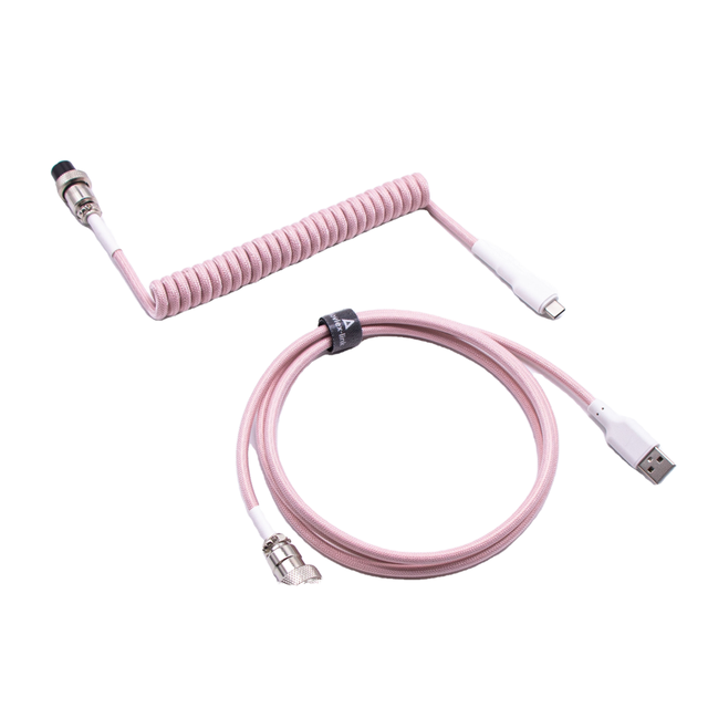 Custom Aluminum Alloy USB Type-C Cable for Mechanical Keyboard Coiled Aviator with Nylon Jacket and Braid Shielding