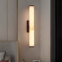 Applique murale verticale LED en cuivre et marbre, lumière chaude, design moderne, télécommande, pour villa, maison, hôtel, chambre