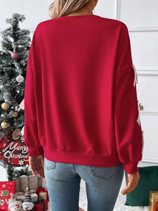<span class=keywords><strong>Felpa</strong></span> <span class=keywords><strong>Oversize</strong></span> da Donna con Fiocco Natalizio Rosso, Design Autunno-Inverno - Product Image 2