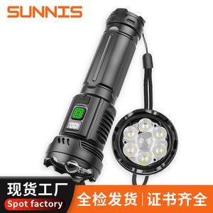 ไฟฉายแบบชาร์จไฟได้ ระยะลำแสง 500-600 เมตร ซูมได้ ไฟ LED สำหรับกิจกรรมกลางแจ้ง ตกปลา ไฟฉุกเฉิน พร้อมโหมด SOS ไฟส่องสว่างแบบแสงจันทร์ - Product Image 2
