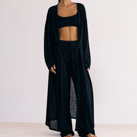 QINSI tricoté femmes vêtements de détente 3 pièces ensembles Pijama solide Viscose Pj lâche longues Robes sous-vêtements femmes vêtements de nuit printemps