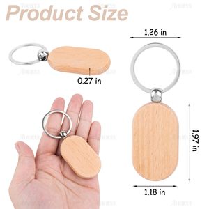 แผ่นไม้เปล่าสำหรับแกะสลัก ขายส่ง พวงกุญแจไม้รูปโล่ ป้ายห้อยกุญแจ ห่วงกุญแจ สำหรับงาน DIY ของขวัญ งานฝีมือ แกะสลักด้วยเลเซอร์ - Product Image 3