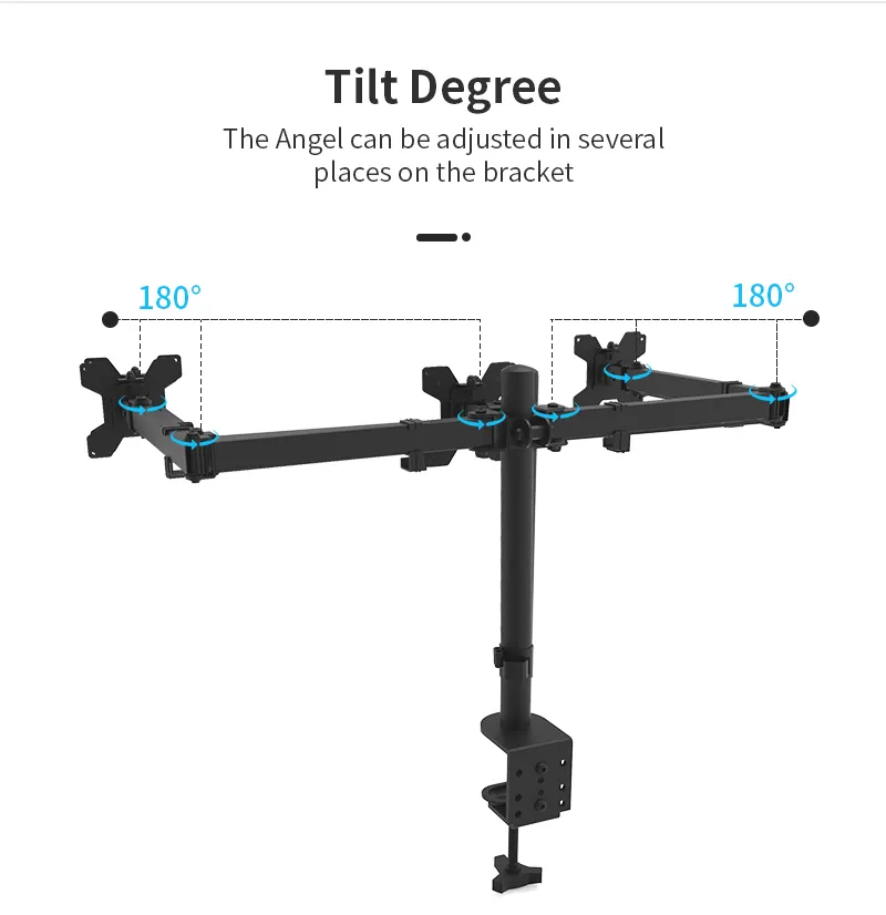 Bras de moniteur triple 13-32 "support de bureau C-clamp trois hauteur réglable PC ordinateur LCD écrans LED supports de moniteur