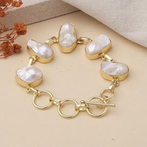 Elegante Pulsera de Perlas Hecha a Mano para Mujer, Chapada en Oro, Joyería de Perlas Blancas, Perfecta para Fiestas, Eventos y Uso Diario - Product Image 5