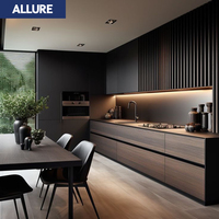 Armoires de cuisine modernes modulaires en PVC acrylique Allure avec évier et charnières, prêtes à assembler