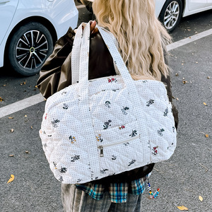 Custom New Large Capacity Lightweight Short Trip Tote Bag Unisex Fashion <b>Single</b> Shoulder Diamond <b>Quilted</b> Zipper Cute Organizer - Product Image 2