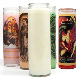 Bougies blanches classiques spirituelles de 7 jours en verre 8-INCHES Tall Blessing Ritual Wish Candle fournisseur