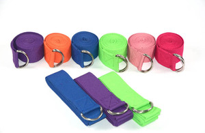 Vente en gros de ceinture en coton avec logo personnalisé Sports & Divertissement Sangle de yoga réglable pour le fitness Physiothérapie Pilates - Product Image 4
