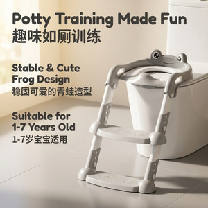 Frog Shaped <b>Step</b> <b>Stool</b> For <b>Toddlers</b> With Toilet Seat PP Material Foldable Potty Training Aid For Boys And Girls - Product Image 5