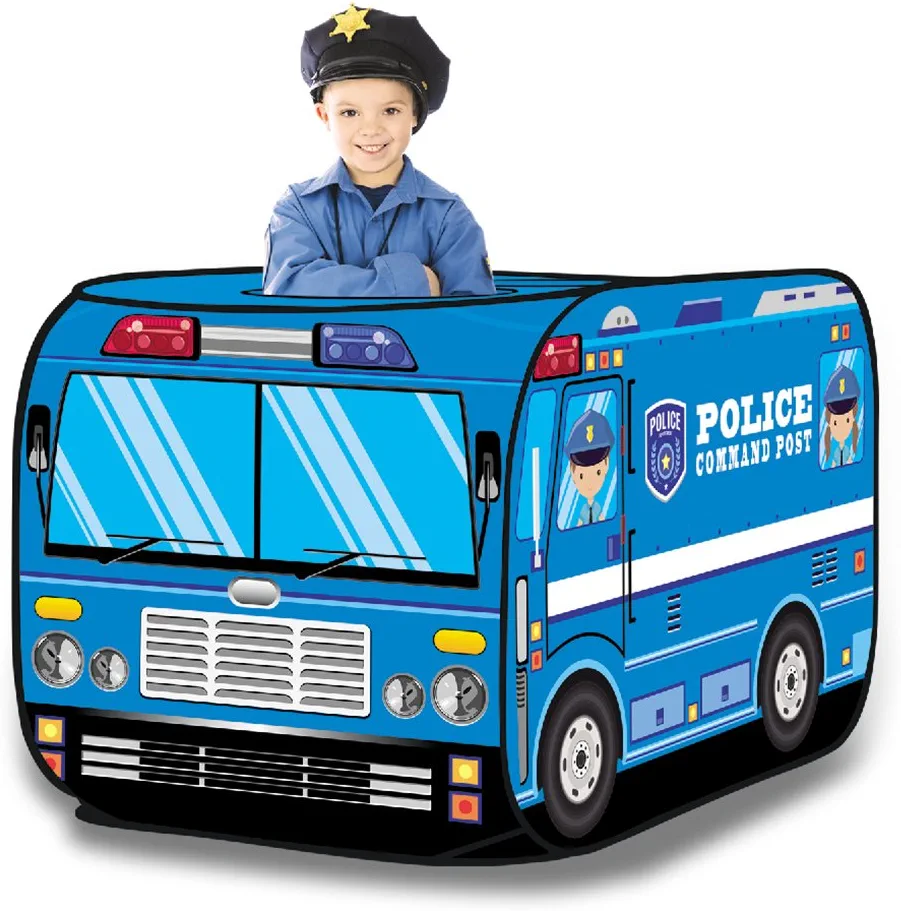 Dwi Dowellin Speelgoed Tenten Politie Truck Kids Pop Up Tent Opvouwbare Binnen En Buiten Speelhuis Voor Peuters Jongens En Meisjes