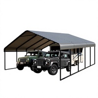 Abri de voiture en métal robuste 20x20 pieds, toit plat, acier galvanisé, abri de garage portable toutes saisons, pour 2 voitures, abri pour bateau