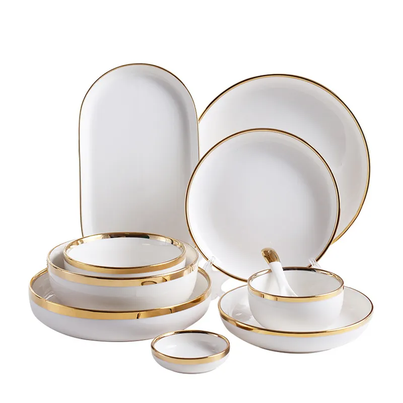 Restaurant Hotel European Wholesale Fine White Dinner Set Ceramic Porcelain Dinnerware Tableware Sets