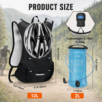Sac à dos d'hydratation 12L avec poche à eau de 2L, maille respirante pour la randonnée, le cyclisme, la course à pied, les sports de plein air, léger