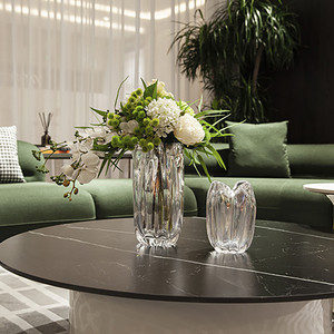 Clear High-grade Color Smooth Brother Big and <b>Small</b> Cylinder Thin Tall Star Glass <b>Vase</b> - Product Image 5