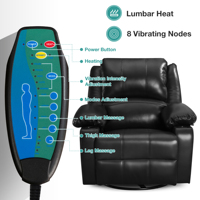 VANBOW Fauteuil inclinable pivotant et à bascule pour la maison, avec fonction massage et chauffage, et porte-gobelet – Vente en gros