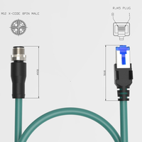 Câble de caméra industrielle pour vision industrielle, connecteur M12 X codé 8 broches mâle vers RJ45 Cat6 Ethernet, haute flexibilité, 8 broches