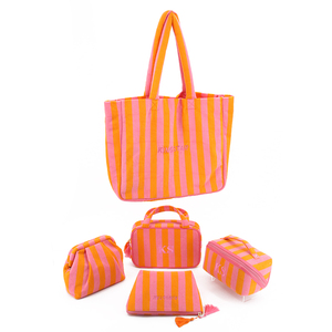 Borsa Tote da Donna Ecologica a Righe in Tessuto Spugna, Grande Capacità, Resistente, per Viaggi e Spiaggia - Product Image 5