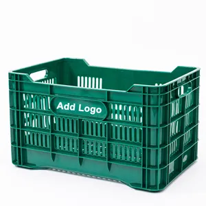 Cajas de plástico utilizadas para malla de verduras y frutas Cajas de plástico Caja de rotación de almacenamiento Contenedor reciclable Hecho de HDPE